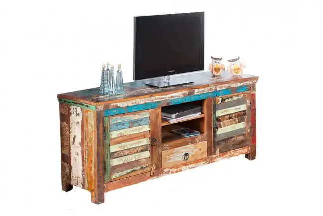 Reclaimed Wood TVC with 1 Drawer, 2 Doors & 2 Open Shelves - popular handicrafts